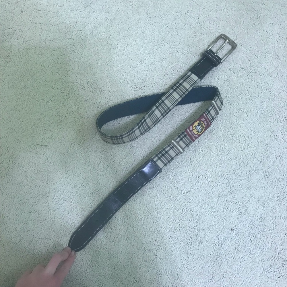 Classic Plaid 5A Sia Baker Brown Leather Belt Sz L